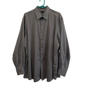 Claiborne Mens No Iron Slim Fit Long Sleeve Grey Button-Up Dress Shirt Size 18